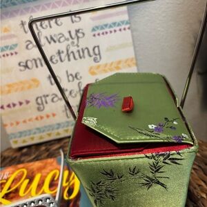 Green and Red Floral “Chinese take out” looking Handbag